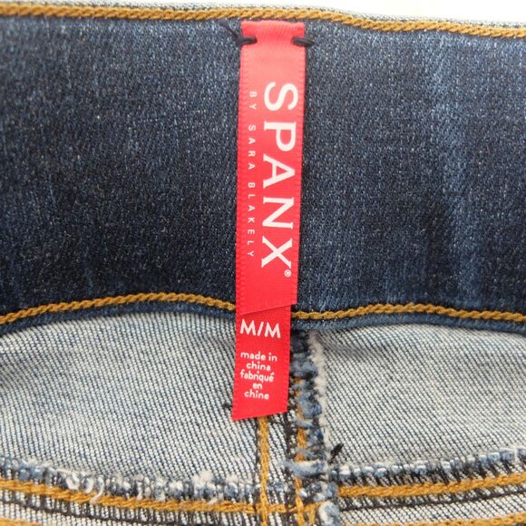 SPANX Distressed Ankle Skinny Jeans Raw Hem Size Medium - Picture 9 of 14